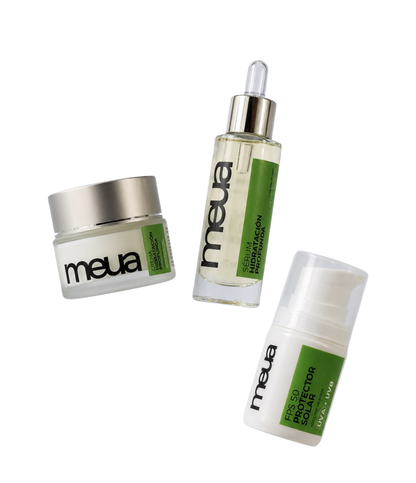 Pack facial Método 3P's de MEUA: sérum, crema y protector solar SPF 50